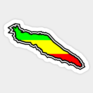 Texada Island Silhouette in Colourful Rasta Flag Pattern - Rastafarian Colours - Texada Island Sticker